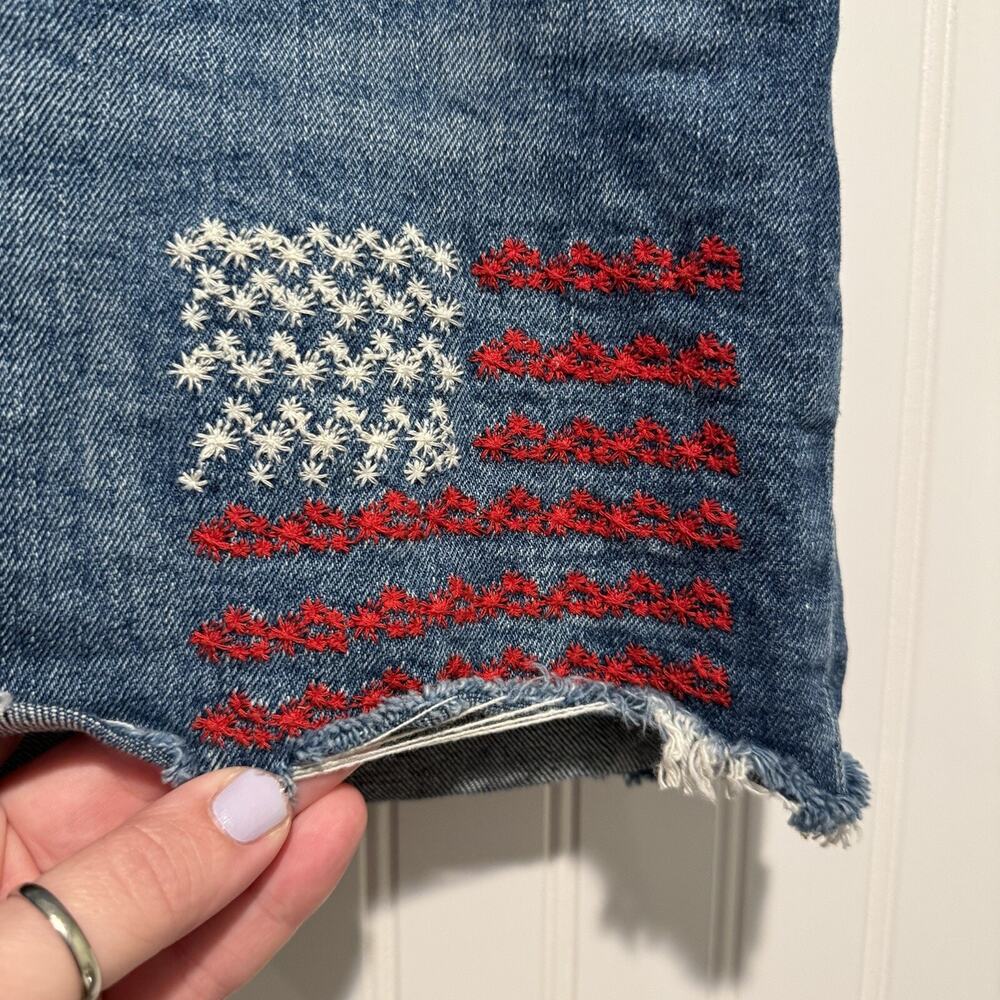 Old Navy OG Denim Shirts Embroidered Flag Americana Plus Size 22 - Picture 3 of 6